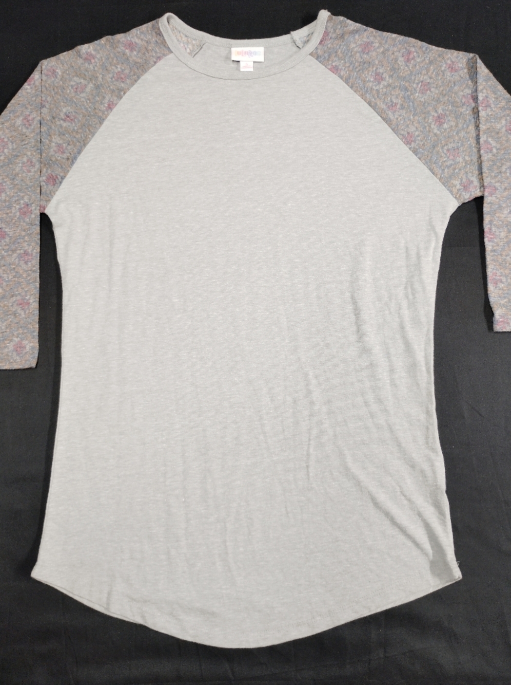 Women's Raglan Sleeve Tee - Light Gray with Heathered Multicolor Sleeves